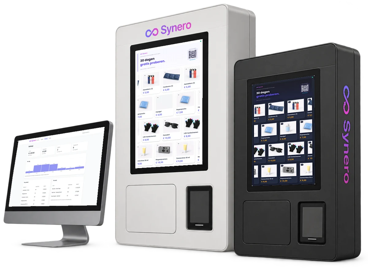 Twee Synero-wandautomaten en het beheerdashboard